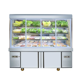 Витрина Malatang, търговска стъклена хладилник, шкаф за съхранение на свежи продукти, вертикален хладилник, шкаф за съхранение и онлайн поръчка