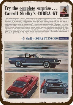 1968 Shelby Gt 500 Кабриолет и Комби Автомобил Ретро Вид на Реплика Метален Знак
