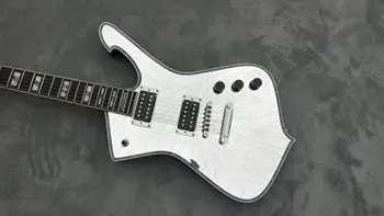 Електрическа китара Firehawk с разбито огледало специална форма, подпис STM PAUL STANL, двоен открит касета, LP Maqiao white metal