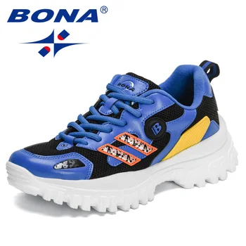 BONA 2022 Нови Дизайнерски Модни Маратонки Лека Ежедневни Мъжки Обувки Дишаща Пешеходната Обувки, Мъжки Обувки За Почивка Mansculino
