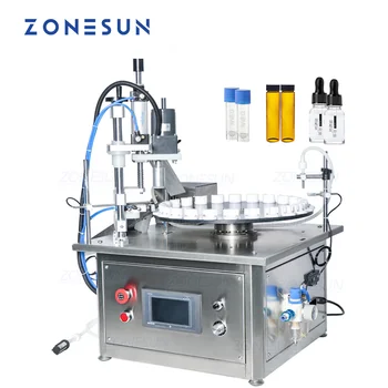 ZONESUN 2-в-1 на Ротари настолна Автоматична Машина за Дозиране и Затваряне на Бутилки с Втечнен Природата за Етерично Масло, Стъклени Флакони и Бутилки