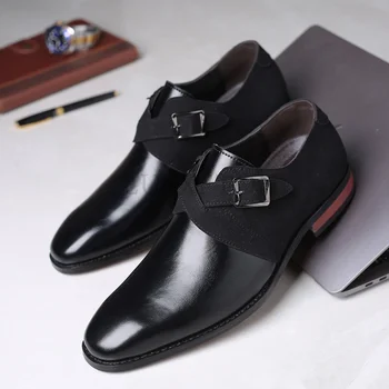 Бизнес Мъжки Модел обувки На нисък Ток Без шнур Изкуствена Кожа с остри Пръсти Ежедневни Модни Обикновена Дишащи Обувки с Катарама Нов Списък