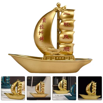 Статуя На Кораб, Яхта, Богатство Декор Лодка На Морската Ветроходство Модел Смола Китайското Украса Украшение Платно Просперитет Скулптура Маса