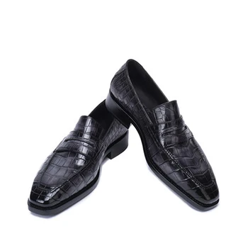 weitasi/нов стил, обувки от крокодилска кожа, мъжки обувки от крокодилска кожа, мъжки официалната обувки, Бизнес обувки за почивка, Чисти Мъжки обувки с ръчно управление