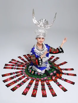 Сребърни бижута, Китайски костюми Гуейджоу Мяо етническото малцинство жена възрастен танц Tujia представа народен костюм