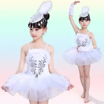 Детски дрехи за танци, пола за танци с лебед за момичета, детски пола принцеса с лебед, пола, долна пола, балетные костюми