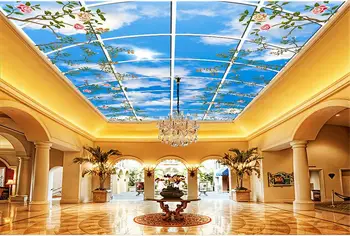 3d таван тапети по поръчка Синьо небе и бели облаци тапети за хола висококачествени водоустойчиви тапети таван 3d