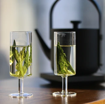 Китайски огнеупорни чаша с високи крака, директен тяло, чаша за зелен чай, чаша за чужд вино, чаша за чай, индивидуален чай кунг-фу