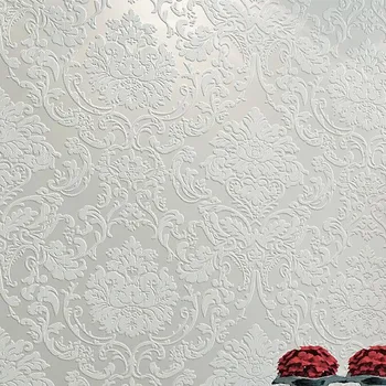 Самозалепващи 3D тапети с релефни, хвърляне на нетъкани текстилни тапети, стенни покрития за спални, хол, син каймаклия розова стикер за стена