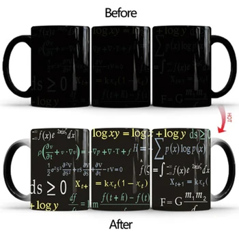 Нов 350 мл Физическа Математическа Формула за Промяна на Цвета на Керамични Чаши Чай С Мляко Кафеена Чаша Креативна Кратка Магическа Чаша за Подаръци за Приятели