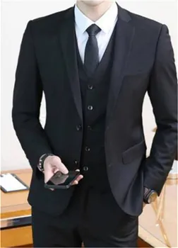 2020 нов мъжки сватбен банкетна деловият мъжки костюм Смокинг-Костюм за изяви (яке + панталон + елек)