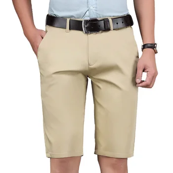4 Цвят Ежедневни Панталони Мъжки 2021 Летни Нови Директни Разтеглив Бизнес Модни Тънки Къси Панталони Мъжки Маркови Каки Черен Тъмно Син