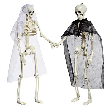 Хелоуин Моделиране Скелет Декоративен Подпори на Човешкото Тяло Пластмасов Фантом Младоженеца на Булката Двойката Човек Страшно Забавен Скелет с Колт