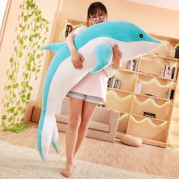 огромен 160 см сладко розово или синьо плюшен делфин играчка мека кукла обнимающая възглавница подарък за рожден ден h2389