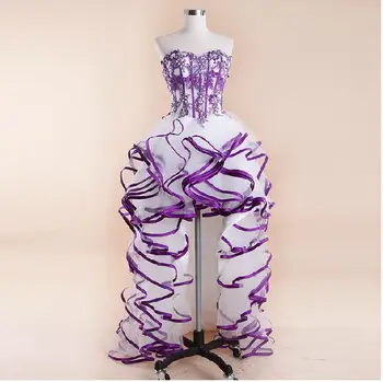 vestido de новия Трапециевидное Рокля-калъф/колона, Придворен Струята, Лилаво Сватбени Рокли с Аппликацией и органзой 2020, сватбени рокли