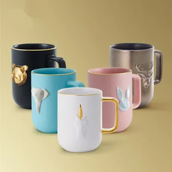 3D дизайн на животните ръкохватка Керамични Чаши кафе, чаша Чай с Мляко офис Чаши, Прибори за напитки е най-Добрият Подарък за рожден Ден с подарък Кутия