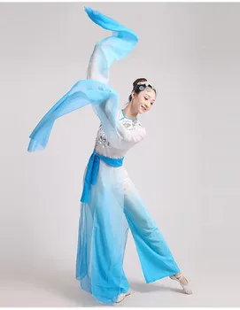 Класическа нова мода с дълъг ръкав, синя приказка облекло сценичното представяне на Китайските народни мастилото водни ръкави танцови костюми