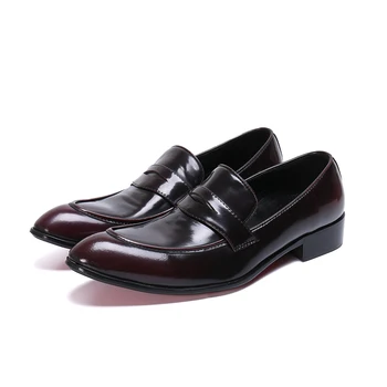 Модерен мъжки модел обувки от изкуствена кожа без шнур, класически офис обувки с остър пръсти за сватбеното парти, официална обувки, 13 щатски долара, по-Големи Размери, мъжки обувки