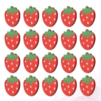 50шт Червени апликации ягоди Копчета Дървени Детски Занаяти, изработени Ръчно изработени Аксесоари за самостоятелно Шиене на Дрехи Обувки