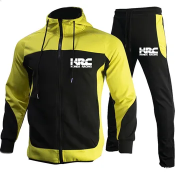 Есента мъжки комплект от 2 теми с логото на HRC (яке + панталон, висококачествен памучен мъжки яке, спортно облекло, Модни нова мъжки дрехи