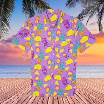 2021 Лятна Качествена Плажна Риза Харадзюку, Ново Записване, Мъжки Ежедневни Риза с Къс Ръкав в стила аниме, Блуза, Свободна Хавайска риза, за да сърфират