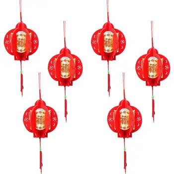 Китайското Коледна Украса Червени Китайски Висящи Украшения Червени Китайски Фенери За Домашна Кола Подвесное Украса 6 бр.