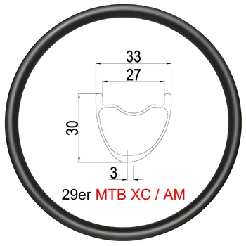 29er 33 мм Широчина на МТБ XC AM от въглеродни влакна Джанта Диск Бескамерный Аргумент 24 28З 32H 36H 30 мм и Дълбочина 29 см Асиметрична гума за Планински велосипеди