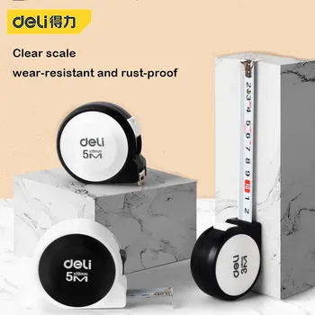 DELI 3 М/5 М висока инжекция Стоманена Измерване на Лента Система за Автоматично Заключване на Рулетка Разтегателен Професионален Инструмент за Измерване