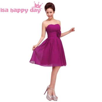 модни къса секси лилави рокли без презрамки sweet 16 от шифон за тийнейджъри, официални рокли за вечеря, рокля на шаферка, произведено в Китай H1182