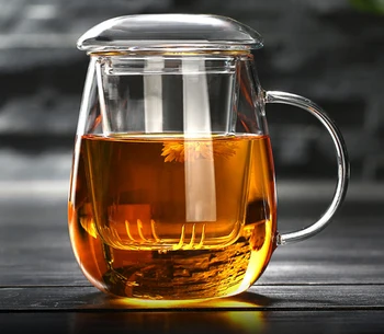 Чаена чаша китайски стил с филтър за капак 550 мл. Чай Чаши Бира Напитка Офис Чаша за Кафе Чаша Бистра Посуда За Напитки в Стъклена Чаша