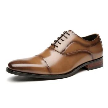 Мъжки модел обувки От естествена кожа Ръчно изработени, Офис бизнес Сватбени луксозни Вечерни Oxfords, Мъжки обувки