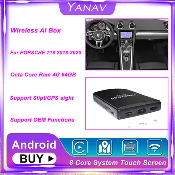 Carplay Безжичен Ai Box Двойна Bluetooth Android За PORSCHE 718 2018-2020 Авто Радио, Мултимедиен Плеър, Smart Box HDMI