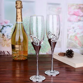 Креативен подарък качествени кристални флейта за Шампанско, сватбени чаши За наздравици Чаша за Червено Вино метален топлина планински кристал Персонализирани декор