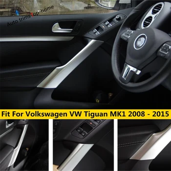 Вътрешната Врата Подлакътник Дръжка Панел Ленти Декор Капак Завърши Въглеродните Матово Аксесоари За Интериора на Volkswagen VW Tiguan MK1 2008 -2015