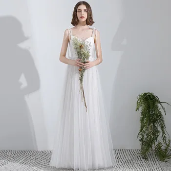 Френското страхотна лесно сватбена рокля 2022, нова талия, затворен върти, сексуална сватбата булката, проста прашка, тънък, бременните жени могат да носят