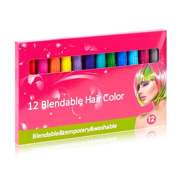 1 комплект от 12 цвята цветна боя за коса временна пръчка за боя за коса за еднократна употреба водорастворимая боя за коса восъчни молив фризьорски инструмент