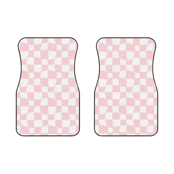 Детски розово-бели автомобилни постелки в клетката (2 бр. предни)