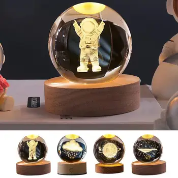 3D Кристална Топка С Led Лампа База Космически Кийт Облак Астронавт Забавни Играчки За Децата Страхотни Подаръци За космически Ентусиаст