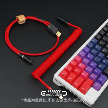 Клавиатура и кабел за предаване на данни GeekCable, ръчно изработени по индивидуална заявка, монтирани отзад авиационен мъжки, Черен обков, сплетен червен найлон Type-C