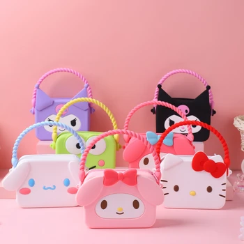 Sanrio Cinnamoroll kawaii силиконова детска мультяшная чанта за момичета годишният диагонал чанта на едно рамо, мини чанта, подарък за момичета