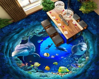 Beibehang 3D подводен свят на фона на етикети на пода дневна спалня баня пол PVC, водоустойчиви етикети пол 3d