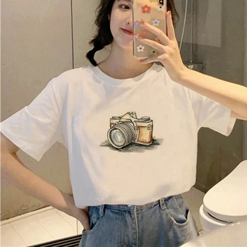 Kawaii Тениска С Къс Ръкав С Принтом камера, Кавайная Графична Женска Тениска, Дамска тениска, Дамски Дрехи