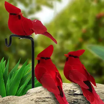 Изкуствена Птица реалистично Появата на възхитителни Детайли Имитативната Червена Птица Модел на опазване на Околната Среда Изкуствена Птица за Дома