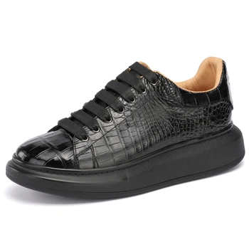 Модерни спортни Ежедневни мъжки/дамски Обувки от крокодилска кожа, черни, Дишащи Обувки За почивка, Парна баня обувки от змийска Кожа, с мрежесто модел, Мъжки Обувки