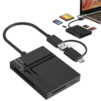 Четец на карти памет 5 в 1 USB Многопортовый USB адаптер C Адаптери USB C Адаптер 5 Gbit/с Данни C USB Четец на карти Памет, USB C Хъб За