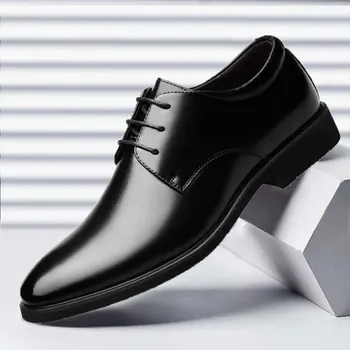 Мъжки обувки От Качествена Телешка кожа в британския Бизнес стил, Допълнително Размер 38-48, Меко Мъжки рокля с цепка