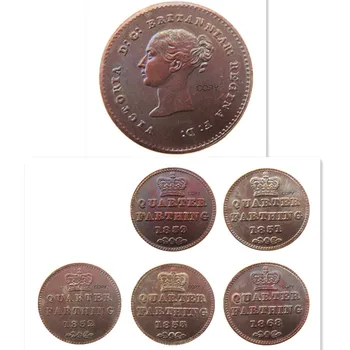 Великобритания Набор от машини монети (1839-1868) Великобритания / Цейлон Виктория Четвърт Фартинга
