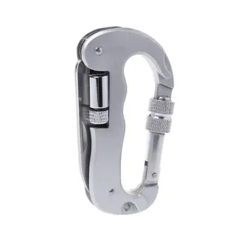 D-образен пръстен Заключване Карабинер Клип на Винт за Заключване Окачен на Кука Обтегач Карабина Къмпинг Трион Нож Катерене оборудване