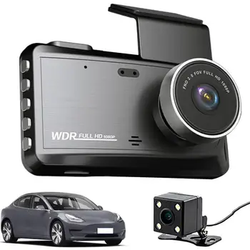 4.0 In Dash Cam Автомобилен Видеорекордер 24 HD 1080P Dash Камера С двойна Леща Видеорекордер 1080P Черна Кутия Цикъл на един dashcam Огледало Шофиране Записващо устройство