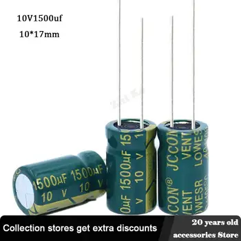 10шт 10v1500UF 10x17 мм, Алуминиеви електролитни кондензатори 10V1500UF